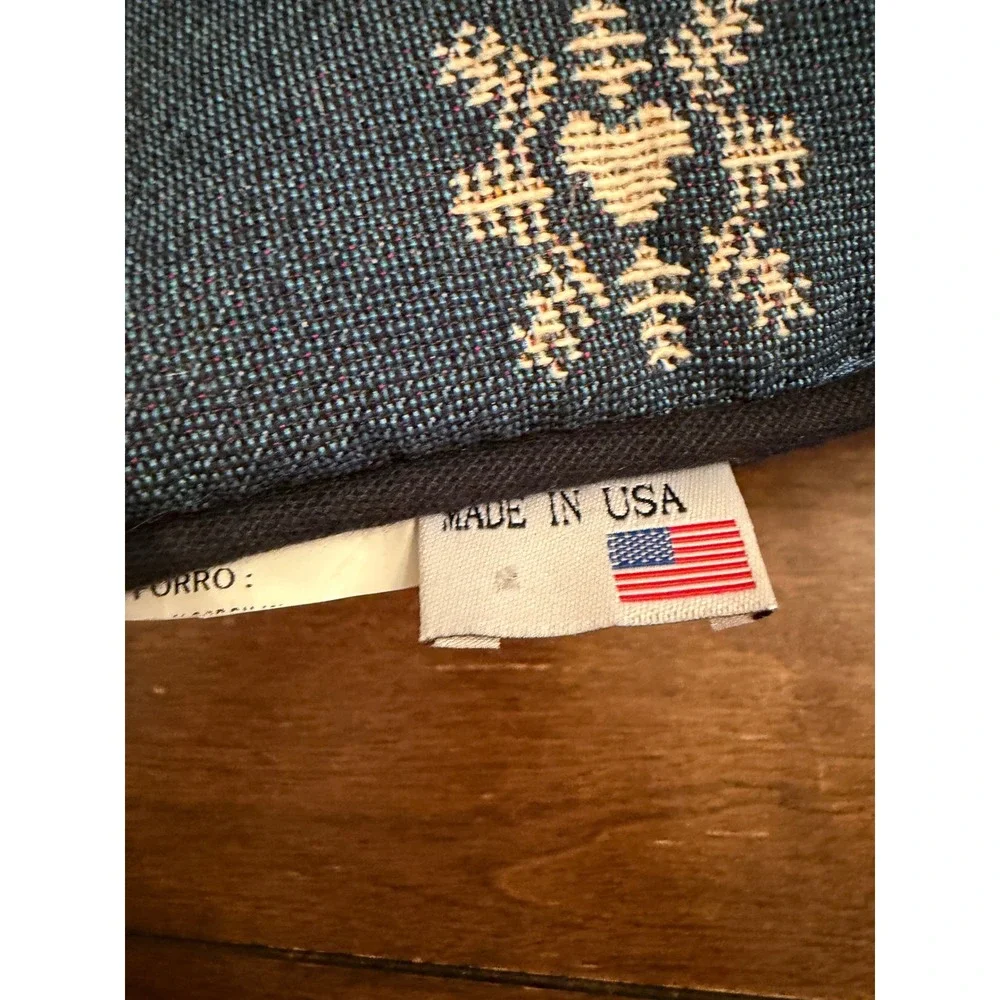Vintage Mickey Mouse Santa Woven Tapestry Holiday Lumbar Pillow Blue 15x7